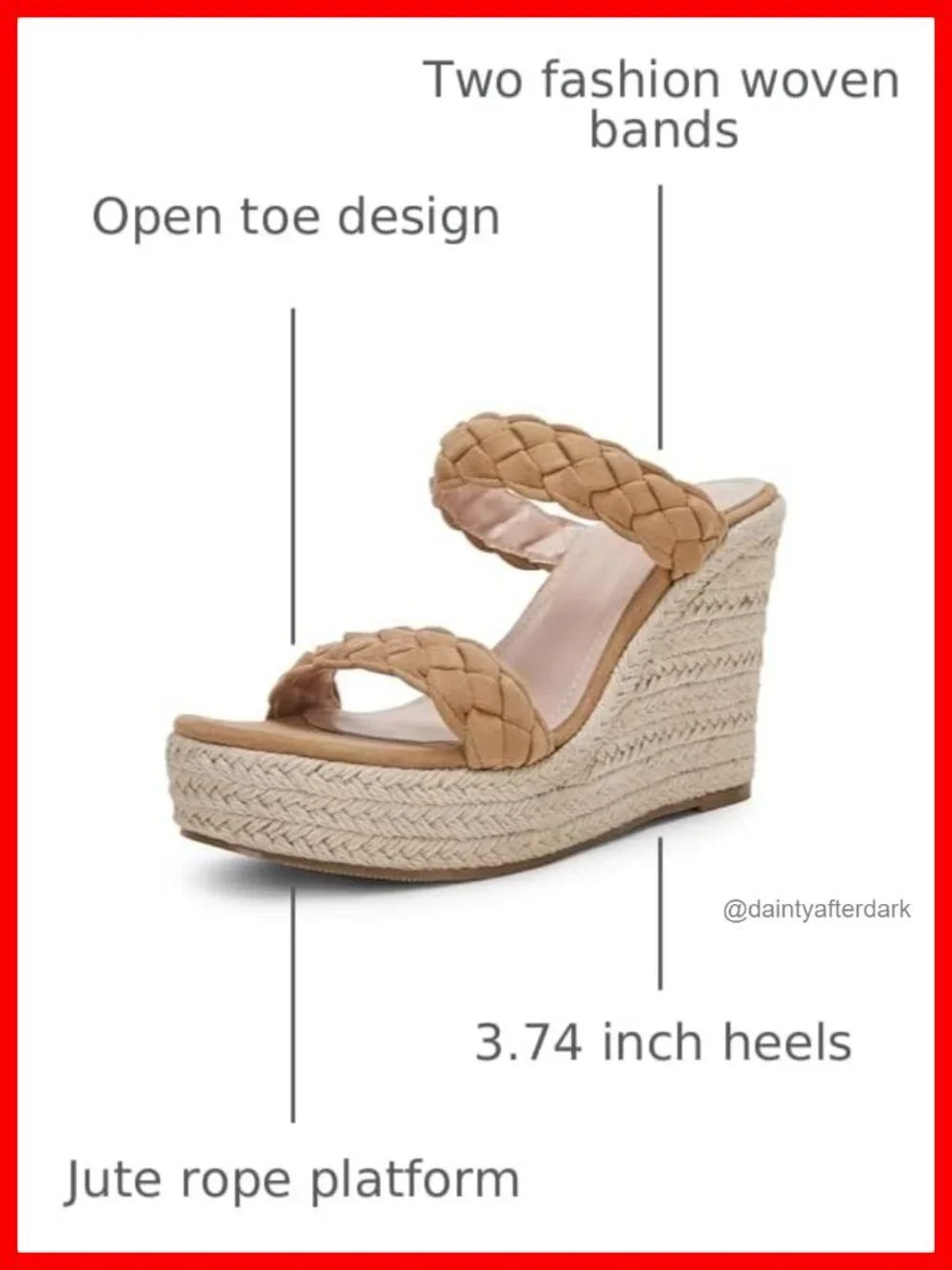 Woven Espadrille Wedge Platform Slide Sandals Suede Leather Cushioned